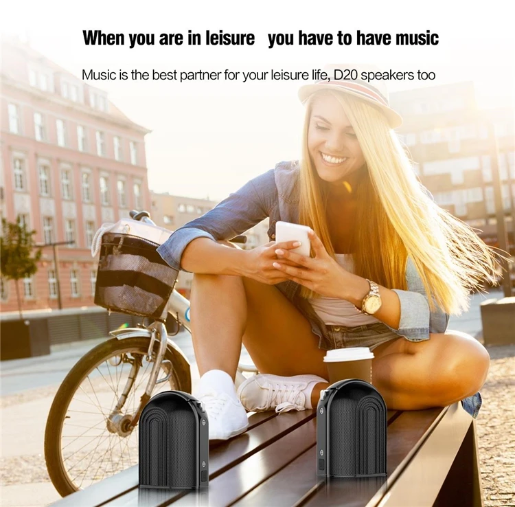 TWS BT Portable Speaker D20 10W Loudspeaker Stereo Sound Quality Two Portable Power Bank Double USB Port For Outdoor - ANKUX.COM