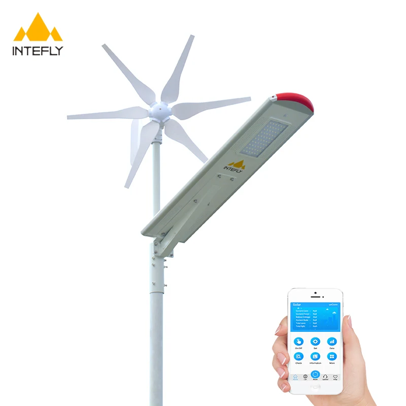 INTEFLY Factory Price 24V 300W Wind Turbine Hybrid Solar Street Lamp Project Quality Wind Solar Hybrid Street Lights