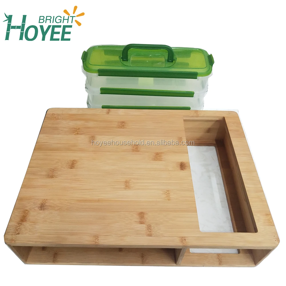 Bamboo Cutting Board With Containers Extra Large Cutting Board Set With