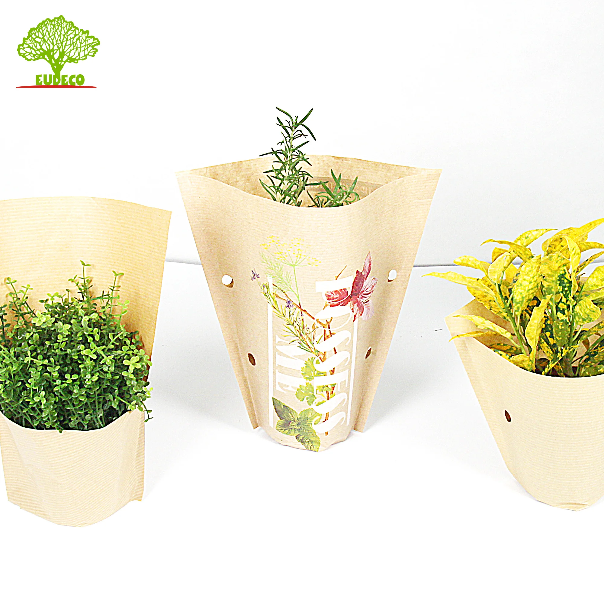 Biodegradable Kraft Paper Sleeve Plant Bag For Basil Vegetable And