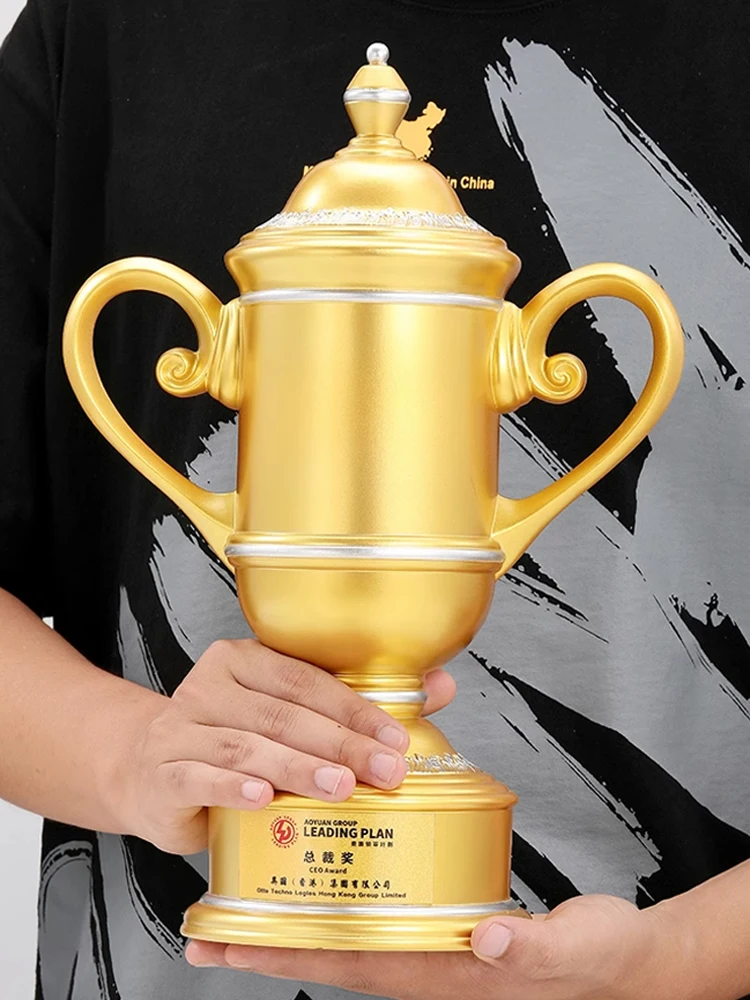 Customizable Gold Silver Bronze Champion Cup Resin Trophy for Sports Competitions and Academic Trophy Souvenir Gifts manufacture