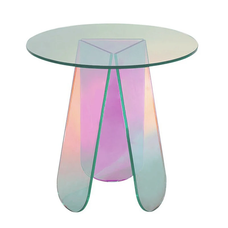 Reflective Rainbow Color Film Coffee Tableacrylic Table And Chairs For