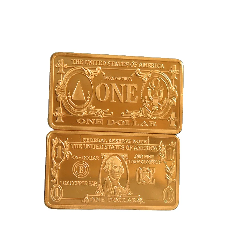 1 oz 999 Fine Copper $1 Dollar Bill Franklin Bullion Bar - Ideal