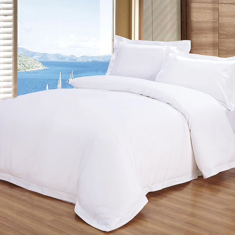 200 Thread Count Plain White Luxury Hotel Bed Linen Sheet Duvet
