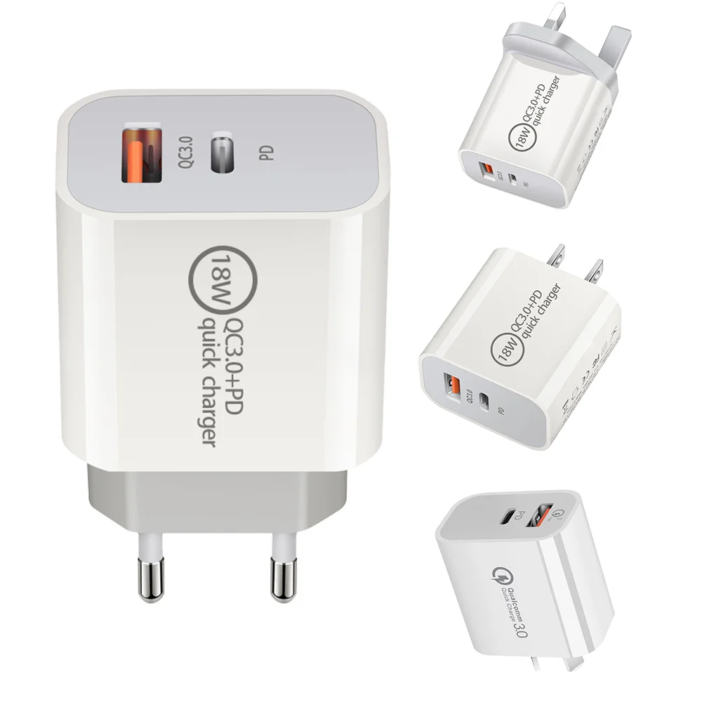 smokkel Oude tijden elkaar 18w Dual Pd Type-c Charger Quick Charging Qc 3.0 Usb C Fast Usb Charger For  Iphone 12 For Samsung Us Uk Eu Au Plug Adapter - Buy 2 Ports Wall  Charger,Quick Charging