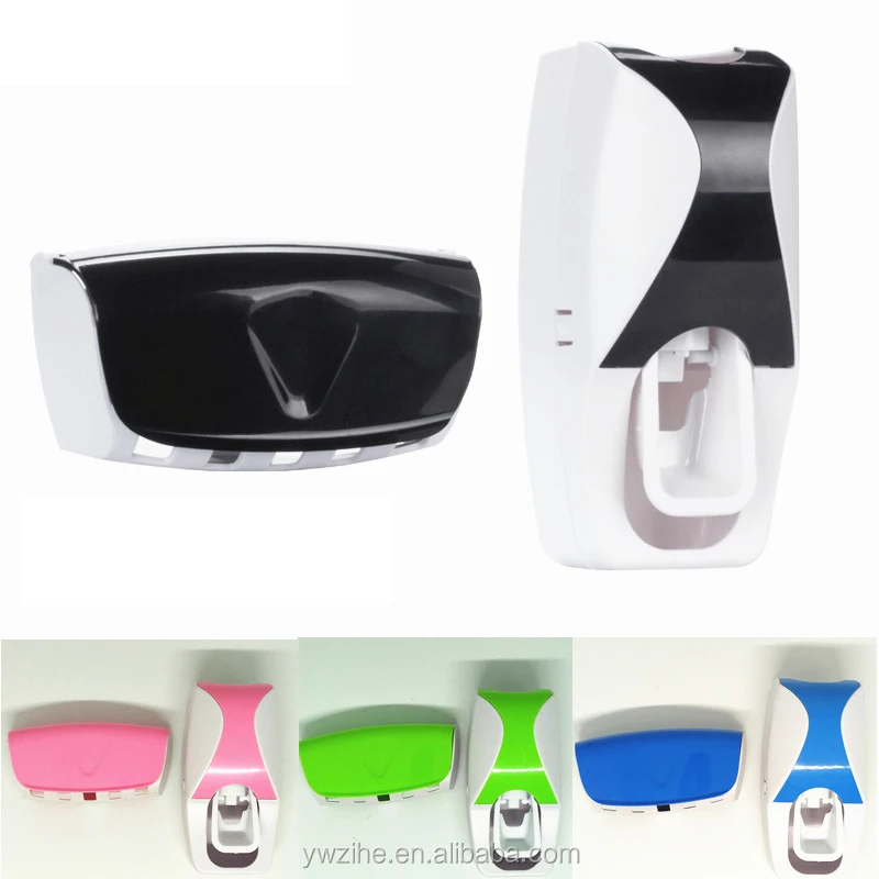 5pcs Toothbrush Holder Wall Mount Bathroom Set Automatic Toothpaste Dispenser 