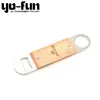 YBJ021 Spain wholesale beer with hook advertisement kitchen LFGB stainless steel wood handle bottle opener