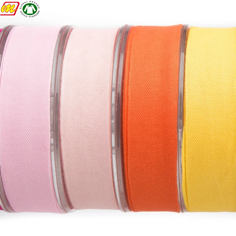 Custom Herringbone Organic Printed Cotton Ribbon,Wholesale Natural White Twill 100 Cotton
