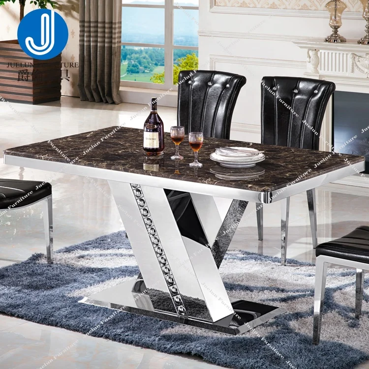 Factory supply natural stainless steel rectangle shape marble top 4x8 table z table room table