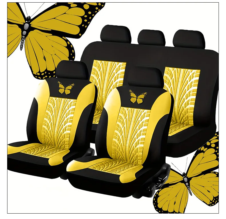 Five-seater 9-Piece Universal Seat Cover Set Exquisite Comfortable Butterfly Indentation Process Design Leather for Foreign supplier