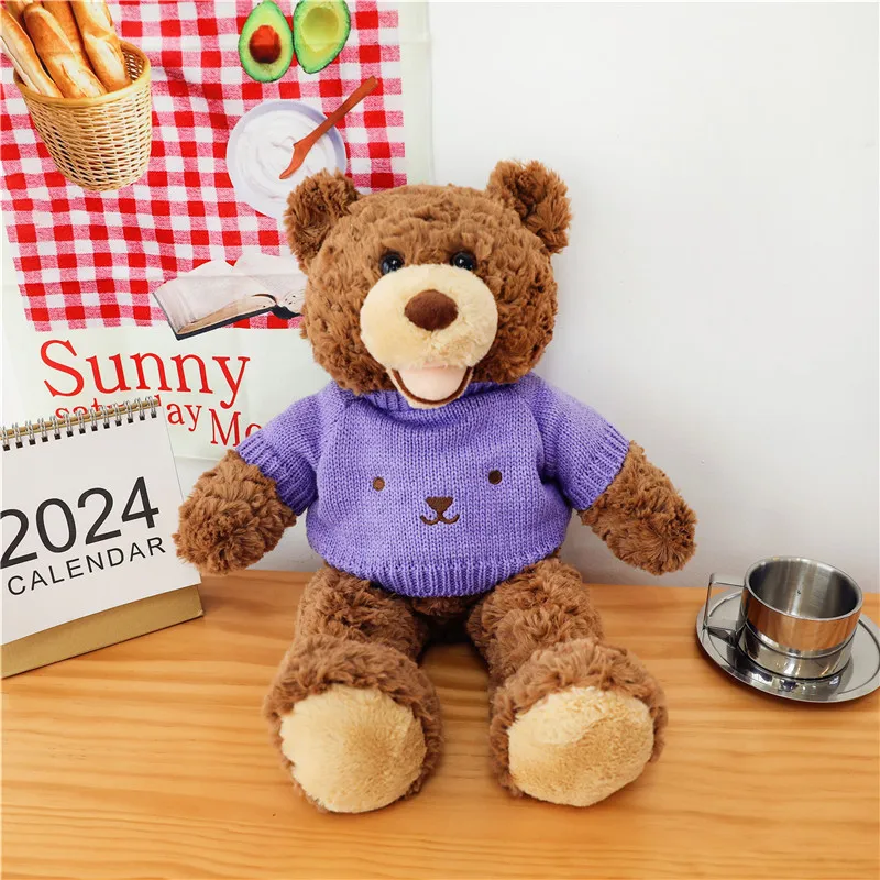Wholesale at CustomPlushMaker: Smiling bear plush dolls wearing sweaters, adorable teddy bear plush toys：plush toy