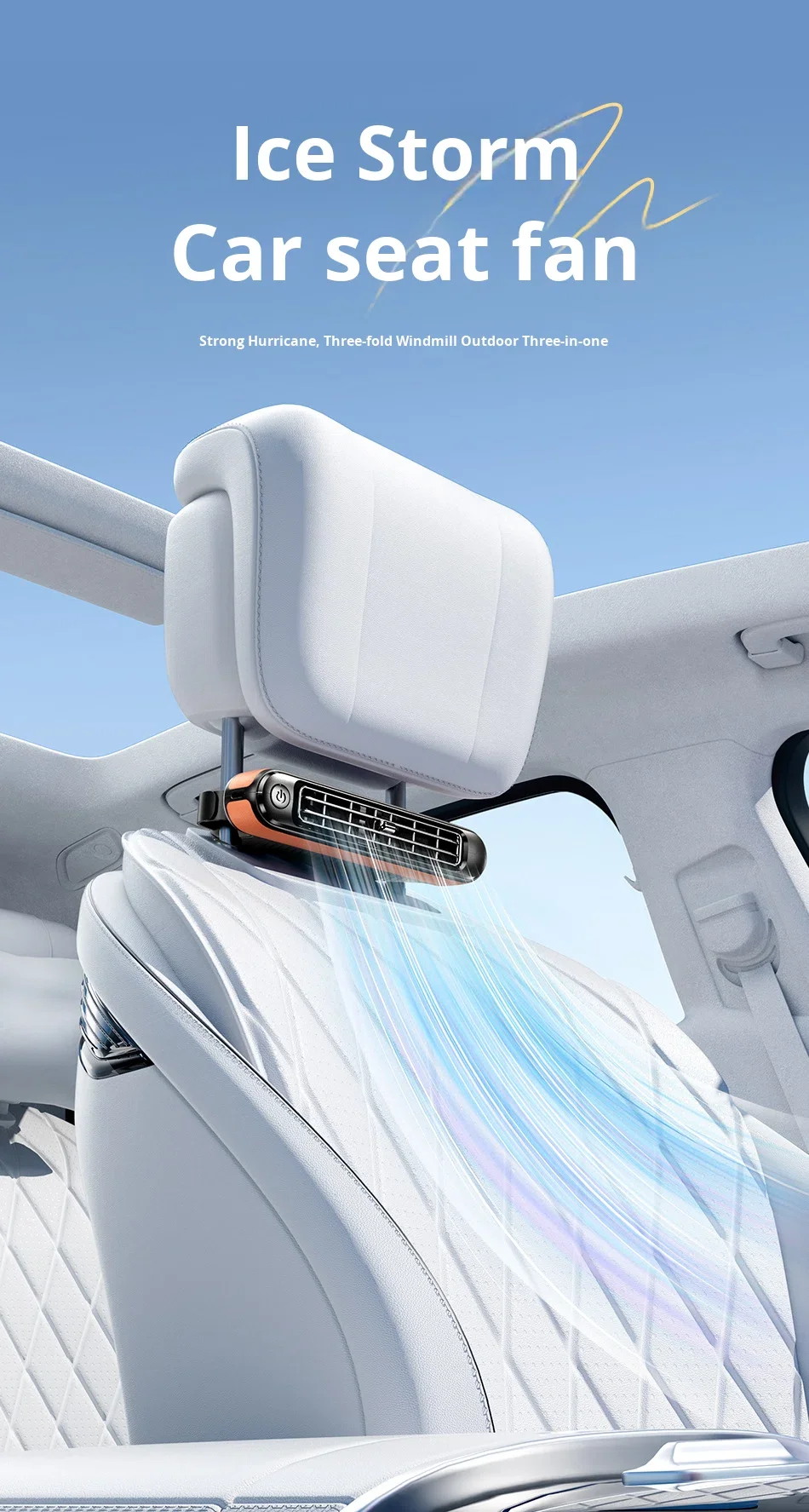 Bladeless Plastic Car Fan, X-RACING, USB - detail 2