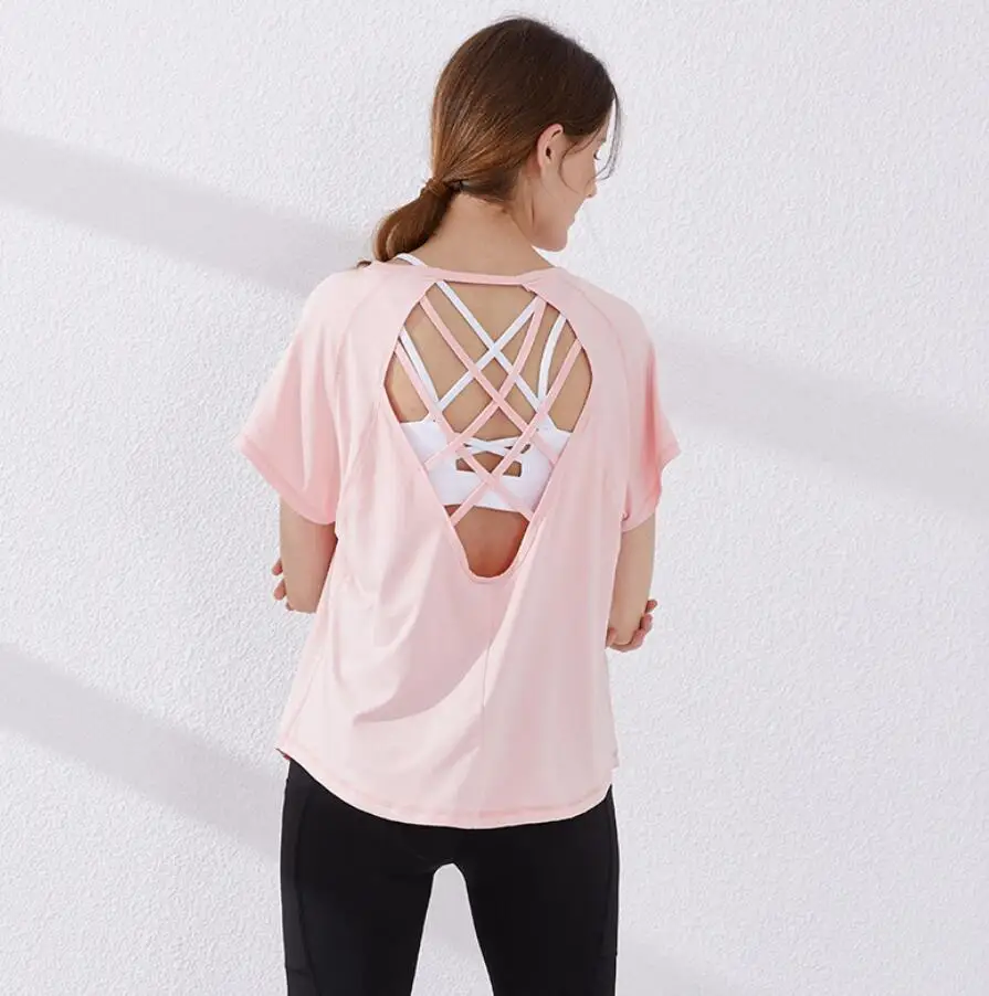 Nandashe Womens Short Sleeve Loose T-shirt for Yoga Running Workout Activewear 