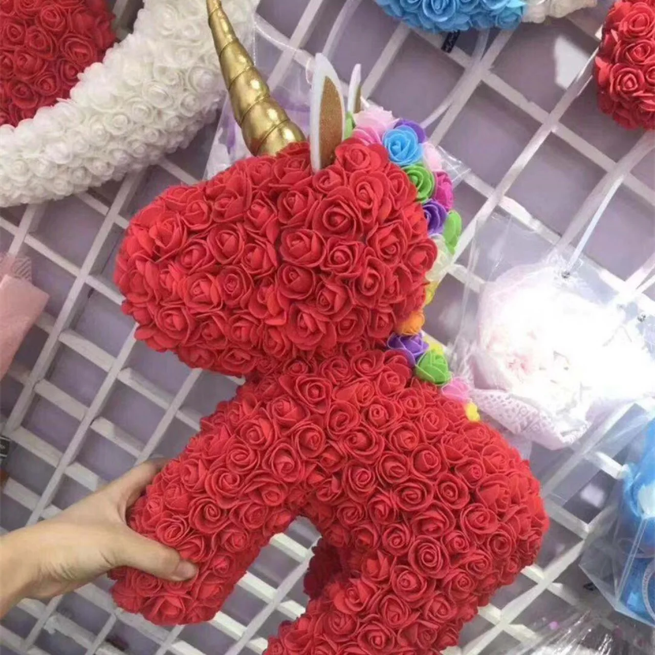 A553 2020 New In Pe Rose Unicorn Artificial Rose Foam Rose Bear Rose