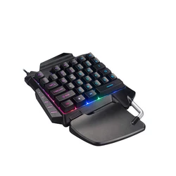 Wholesale Rainbow Backlit Ergonomic Design Single Hand Wired Mechanical Gaming Keyboard For E-sport Gamer