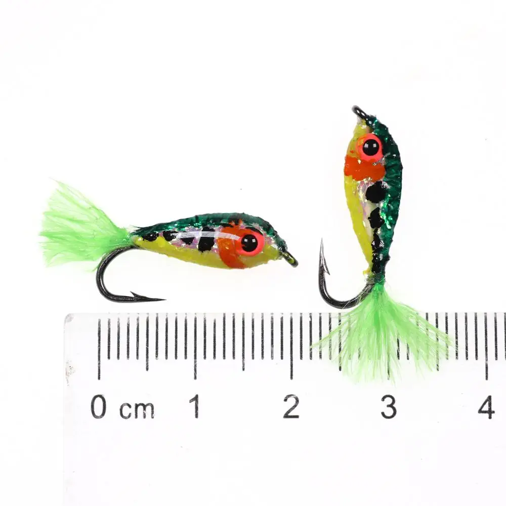 10 Ice Fishing Lure Glowing Eyes Epoxy Mini Minnow Fly Trout Bass