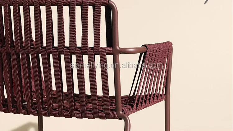 Nordic Style Cheap Hotel Patio Outdoor Garden Metal Iron Aluminum Frame Table Chairs Rope Dinning Furniture Set