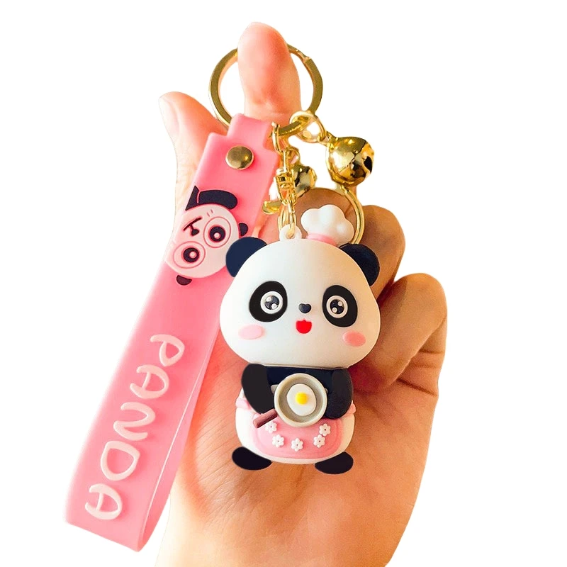 Porte-clés Panda 3D En PVC – Pendentif Mignon En Forme De Dessin Animé, 3,5 X 4,9 Cm, Pour Sac Ou Trousse, Cadeau Pour Enfants