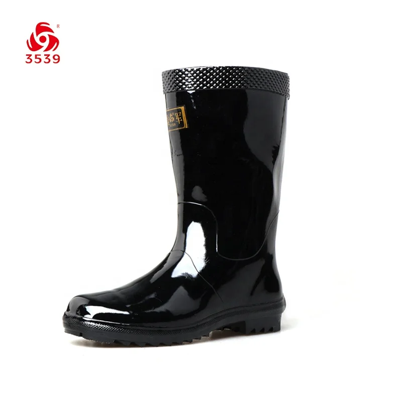 3539 Black Shiny Concrete Field Boots Working Gum Boots Rubber Rain Boots Buy Rubber Concrete