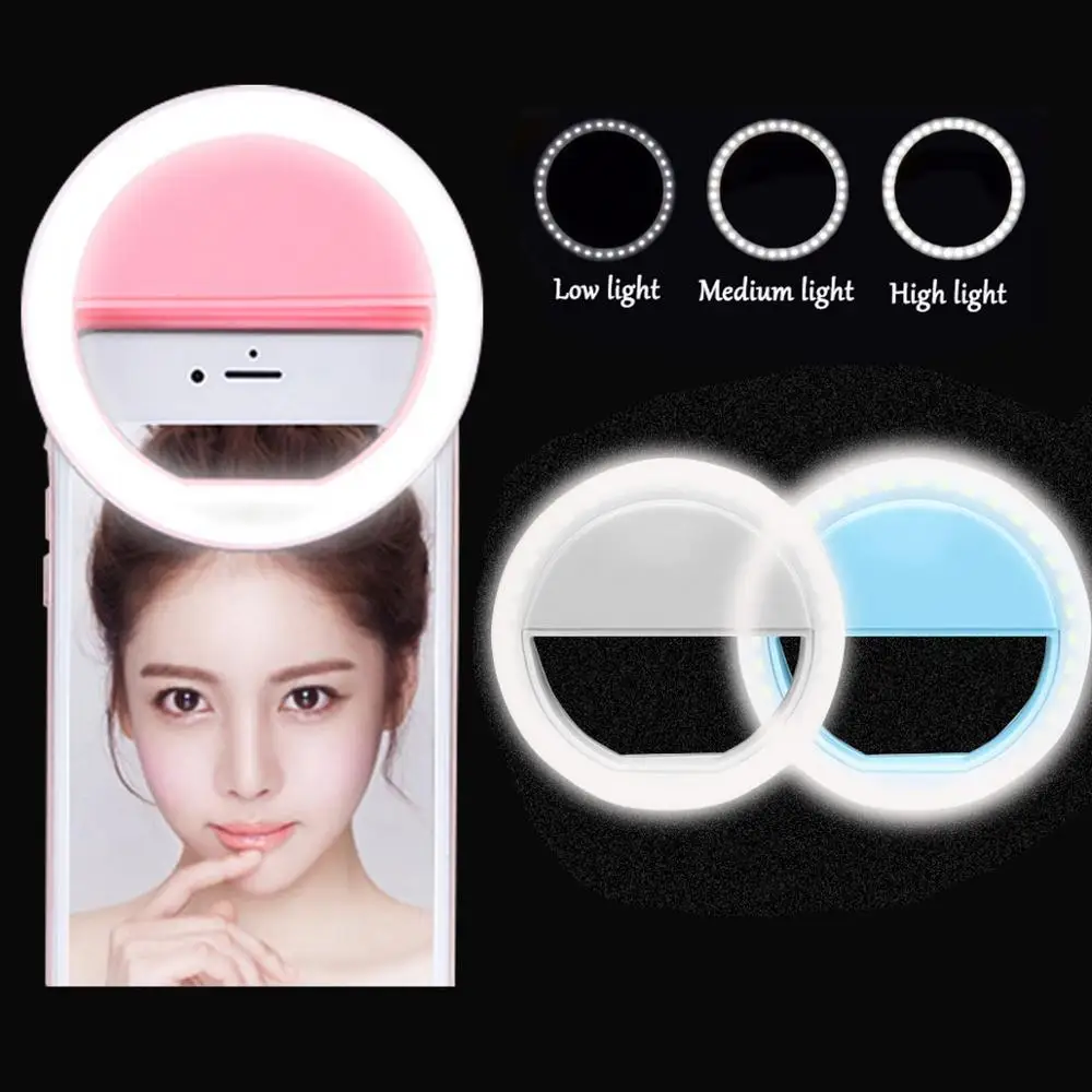 AMASON top selling Clip-on Selfie Ring Light for Cellphones photo USB Rechargeable LED for all kinds of mobile phones
