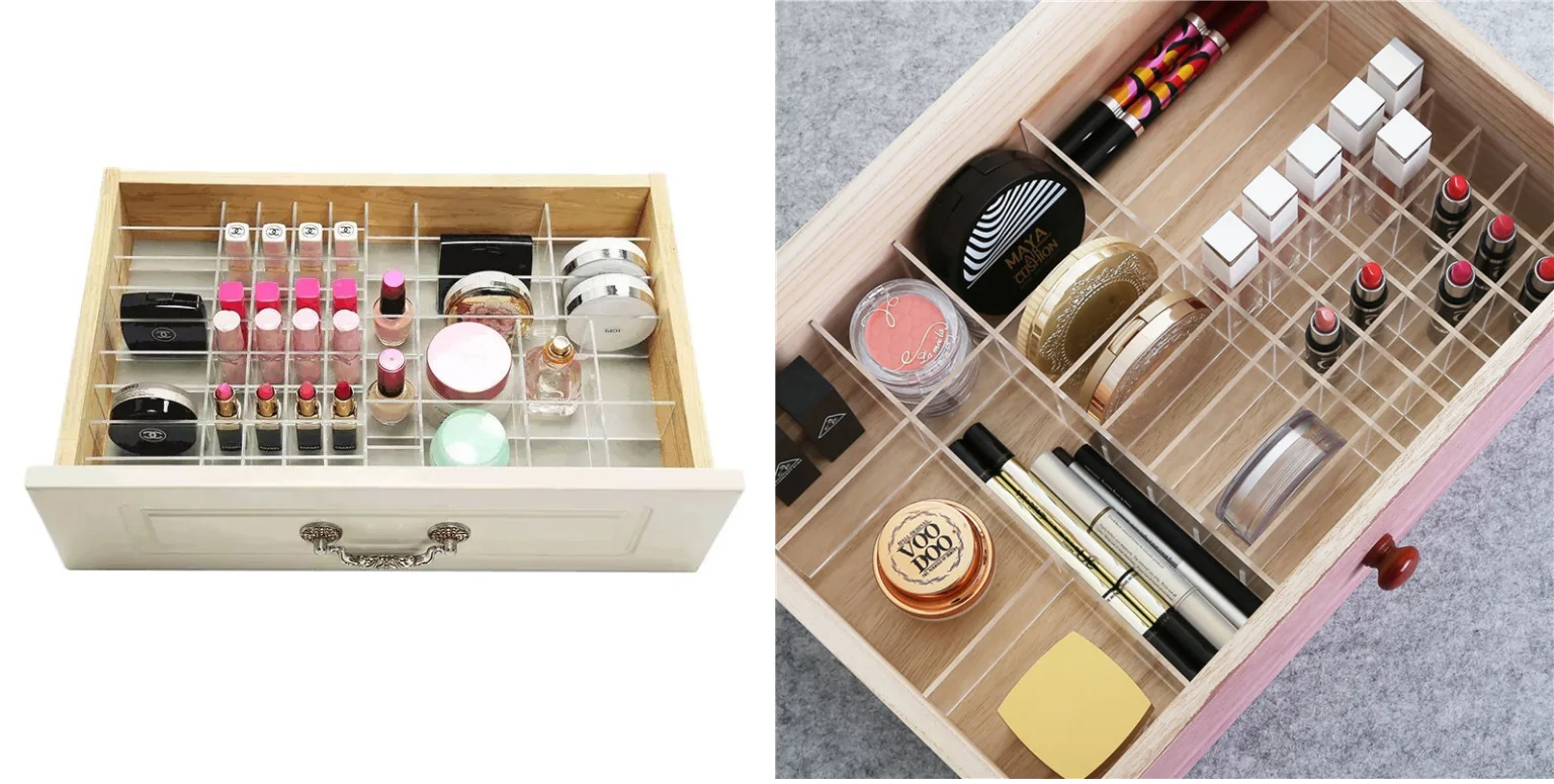Custom Clear Drawer Divider For Home Tidy Closet Makeup Scarves 18pcs Adjustable Grid Acrylic