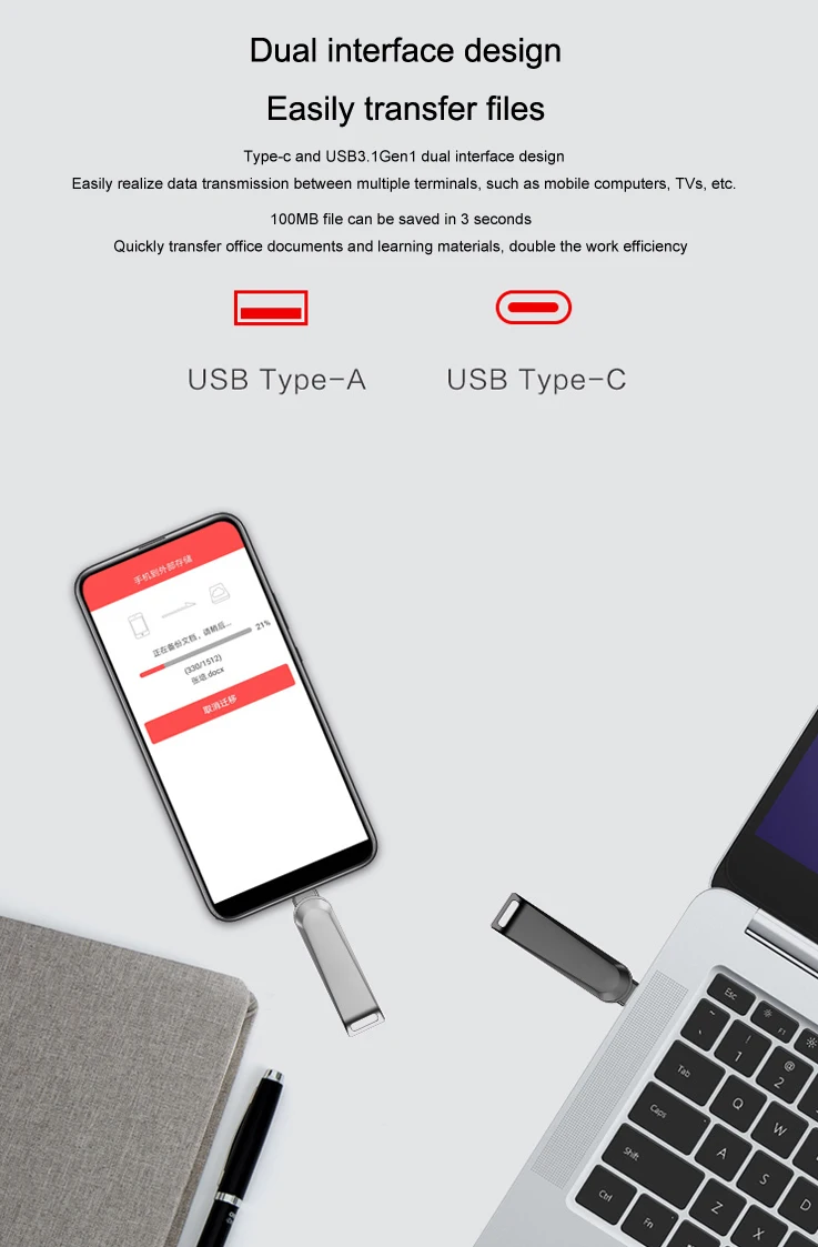 OTG Metal USB Flash Drives for IOS Tablets Mini 2in1 Pendrive 4GB 8GB 16GB 32GB 64GB Memory Stick Pen Drive for Iphone 7 6S Plus - ANKUX.COM