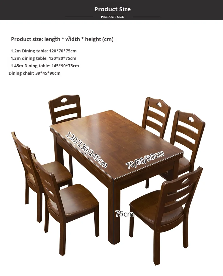 Modern Simple All-Solid Wood Dining Table Chair Set for 4-6 People ...