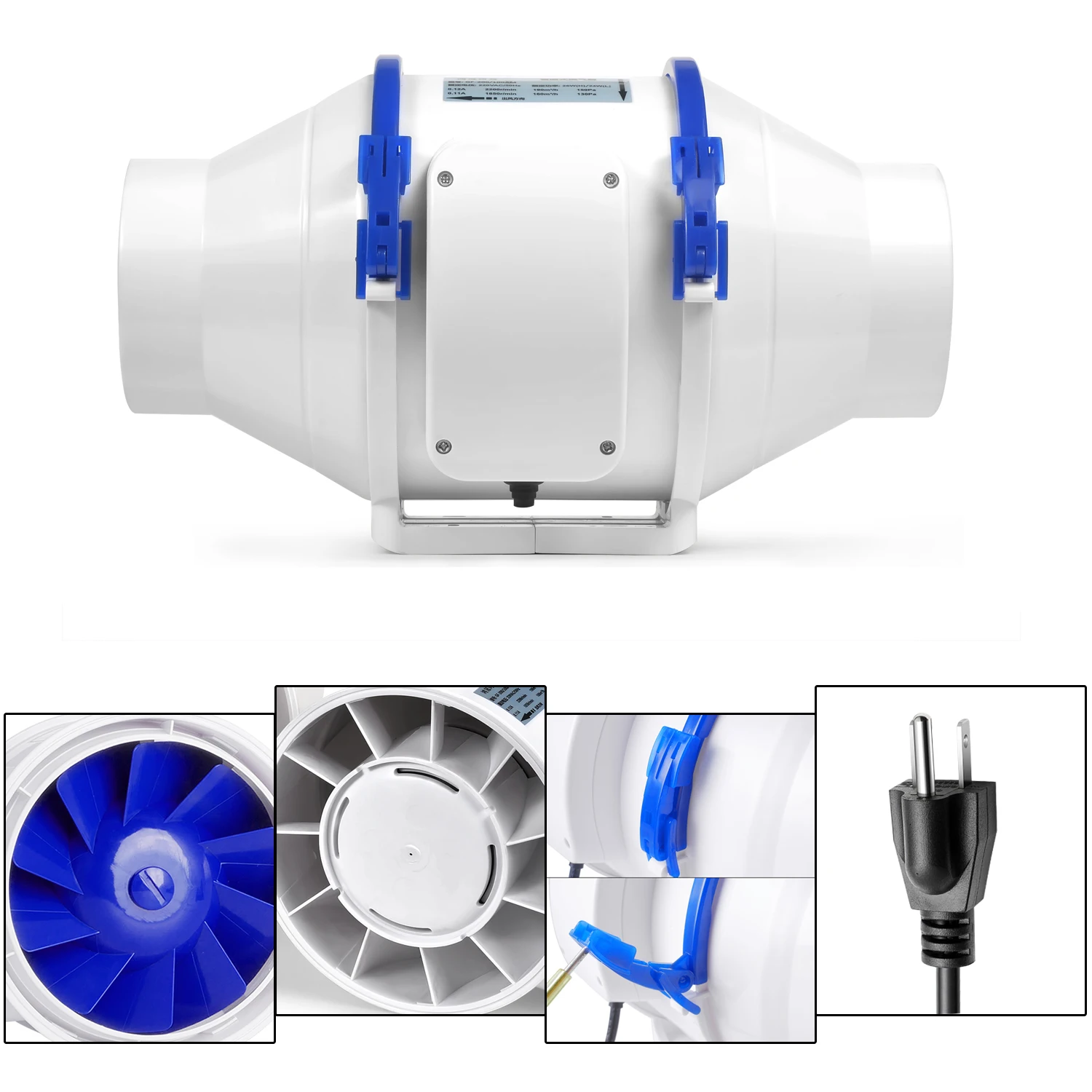 4 Inch Small Silent Inline Centrifugal Duct Extractor Fan For Grow Room