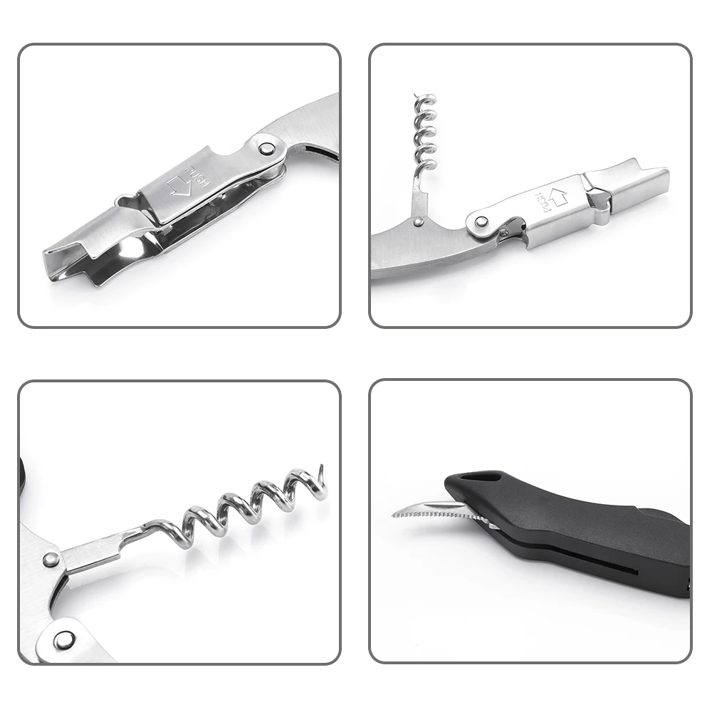 Custom Stainless Steel Wine Cork Screw Pulltap Wine Bottle Opener