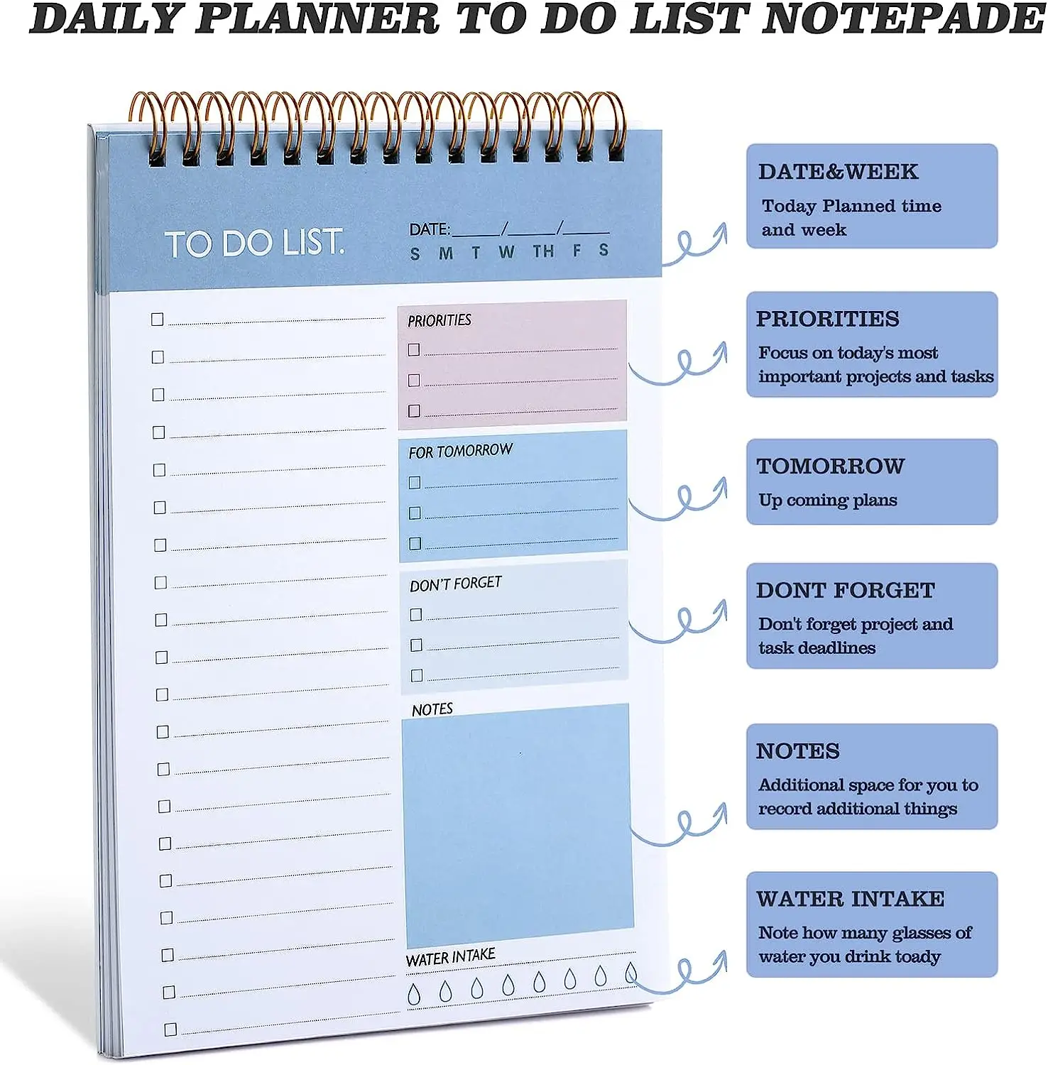 Customized Daily Planner Notepad For Productivity Daily Planners Work