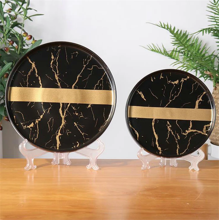 New Arrivals Exquisite Restaurant Luxury Black Marble Ceramic Dessert