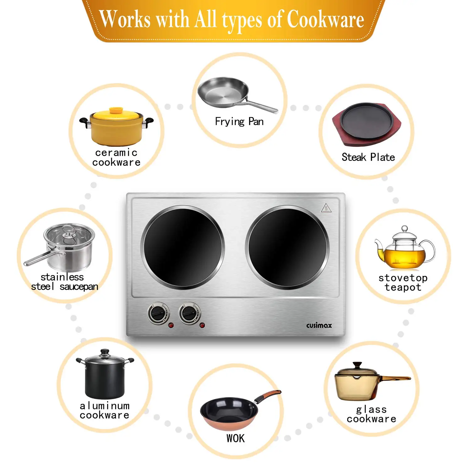 Free Sample Electric New Wholesale Double Burners No Radiation Good For