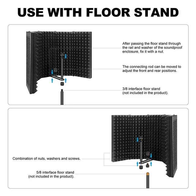 Bmg Metal 5 Doors Isolation Shield For Mic Microphone Soundproof Cover Foam Buy Isolation Shield For Mic Microphone Soundproof Cover Soundproof Foam Product On Alibaba Com