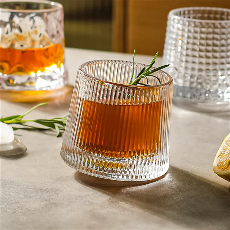 160ml Old Fashioned Round Drinking Glass Whiskey Cups Tilted Crystal Tumblers Glass Cup With 1360