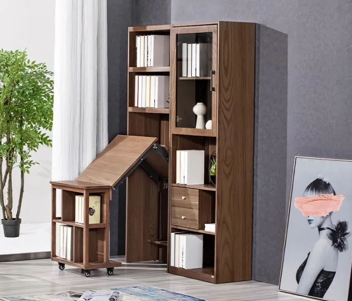 Space Saving Furniture Folding Bookcase With Folding Study Table - Buy ...