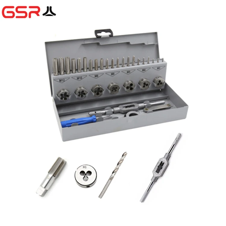 32pcs Metric,Fine Thread Tap And Die Set Hss Steel Tap Handle/ Die M2