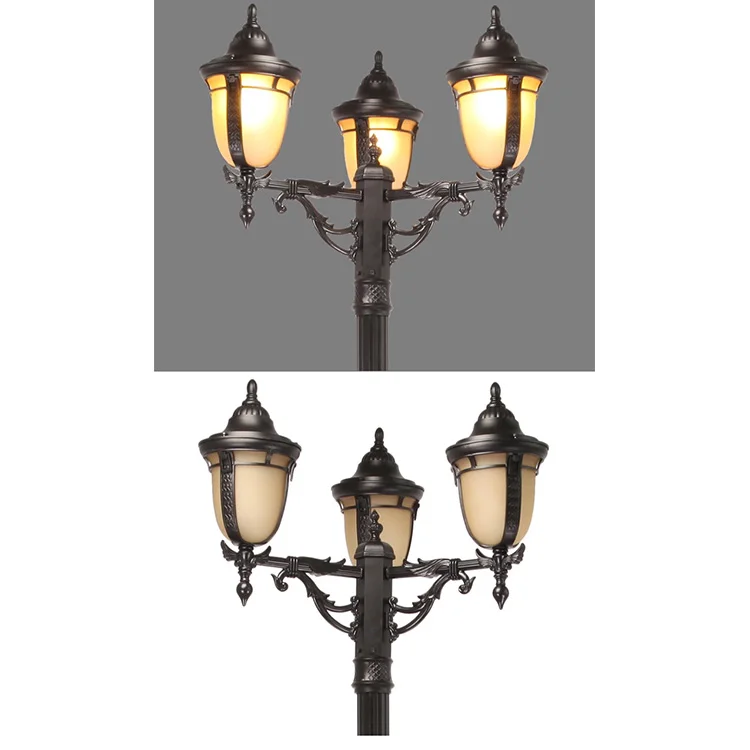 Three arms four arm Post Lamp vintage garden light park light street lamp For Sale