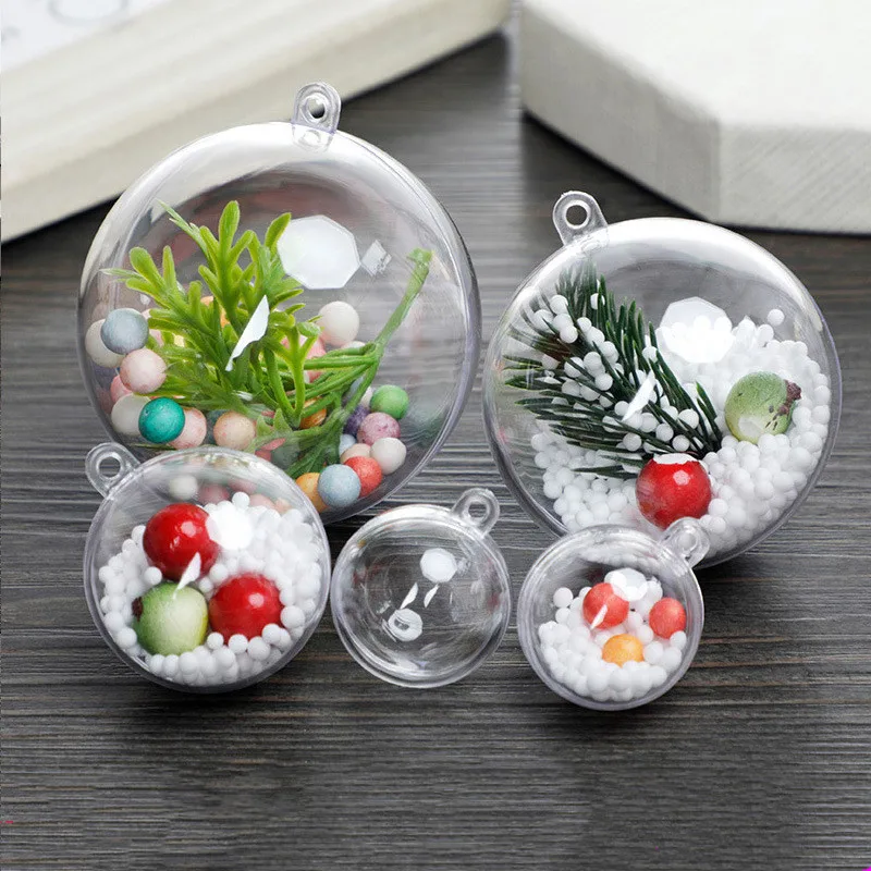 Openable Christmas Clear Plastic Ball Diy Clear Fillable Plastic Craft