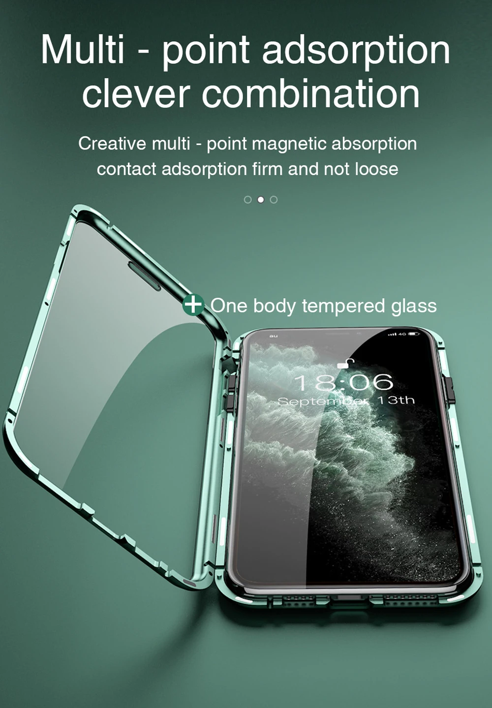 Aluminum Material Tempered Glass Case Screen Magnetic protective Cover Phone 11 Pro Max Case