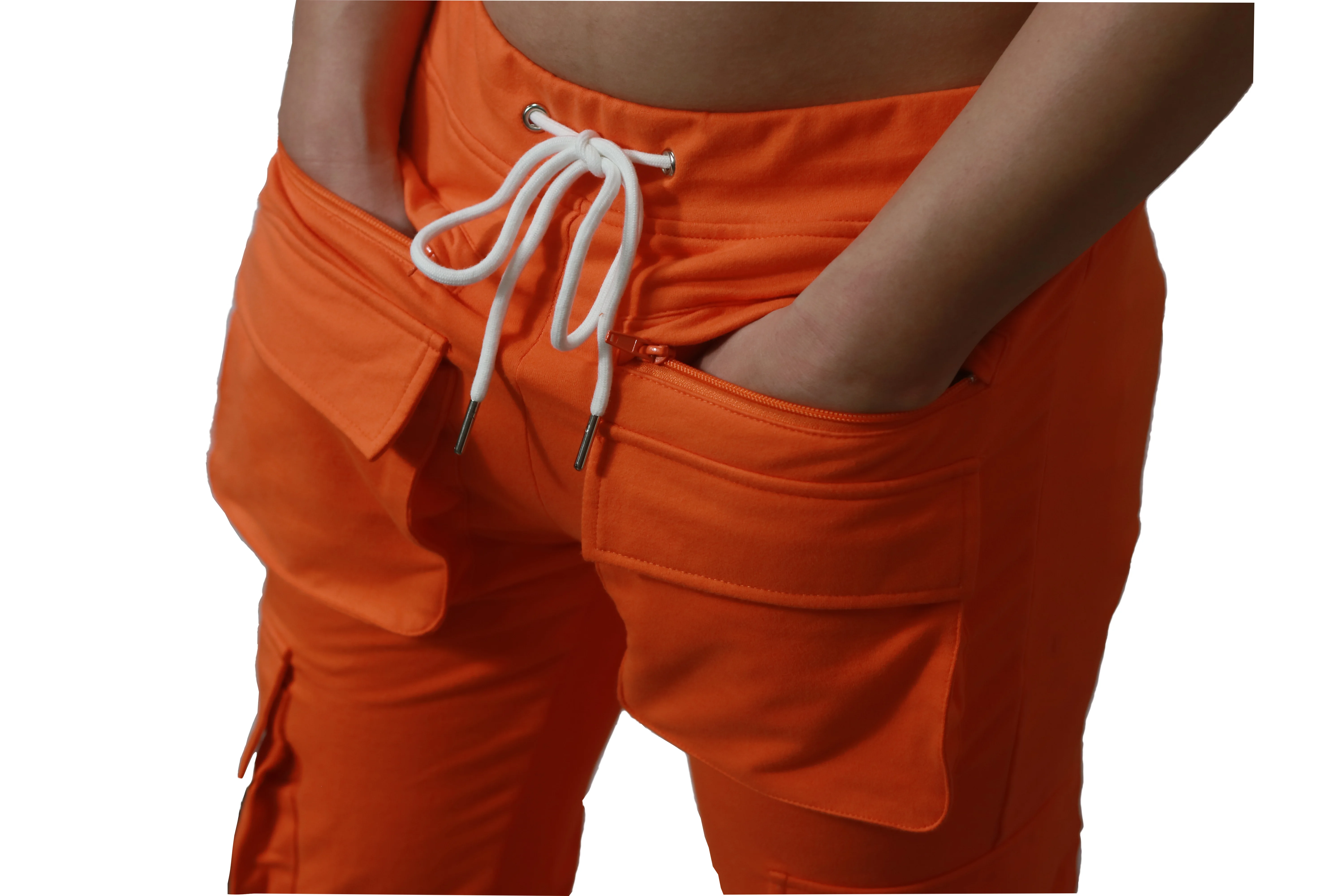 orange stacked pants