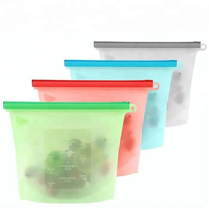 Eco Bpa Free Silicone Food Storage Bag Set, Clear Press Seal Silicone Snack Bags!