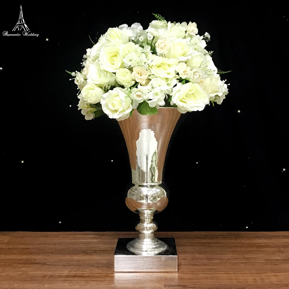 Polish Vases Centerpieces,Large Mouth Shape Vase Metal For Home