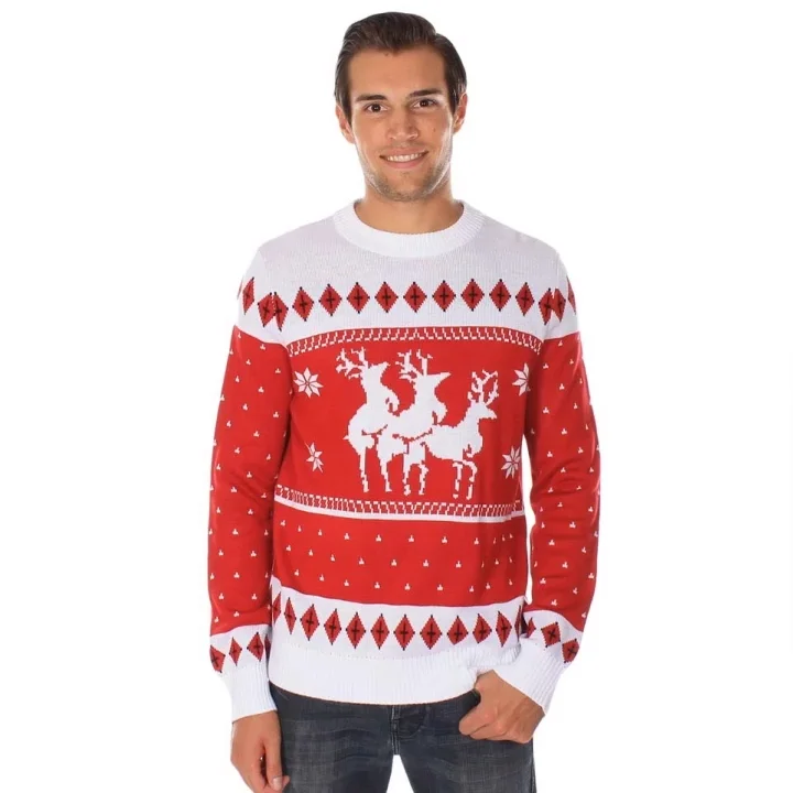 Reindeer Snowflake Knitted Jumper Mens Christmas Sweater - Buy ...