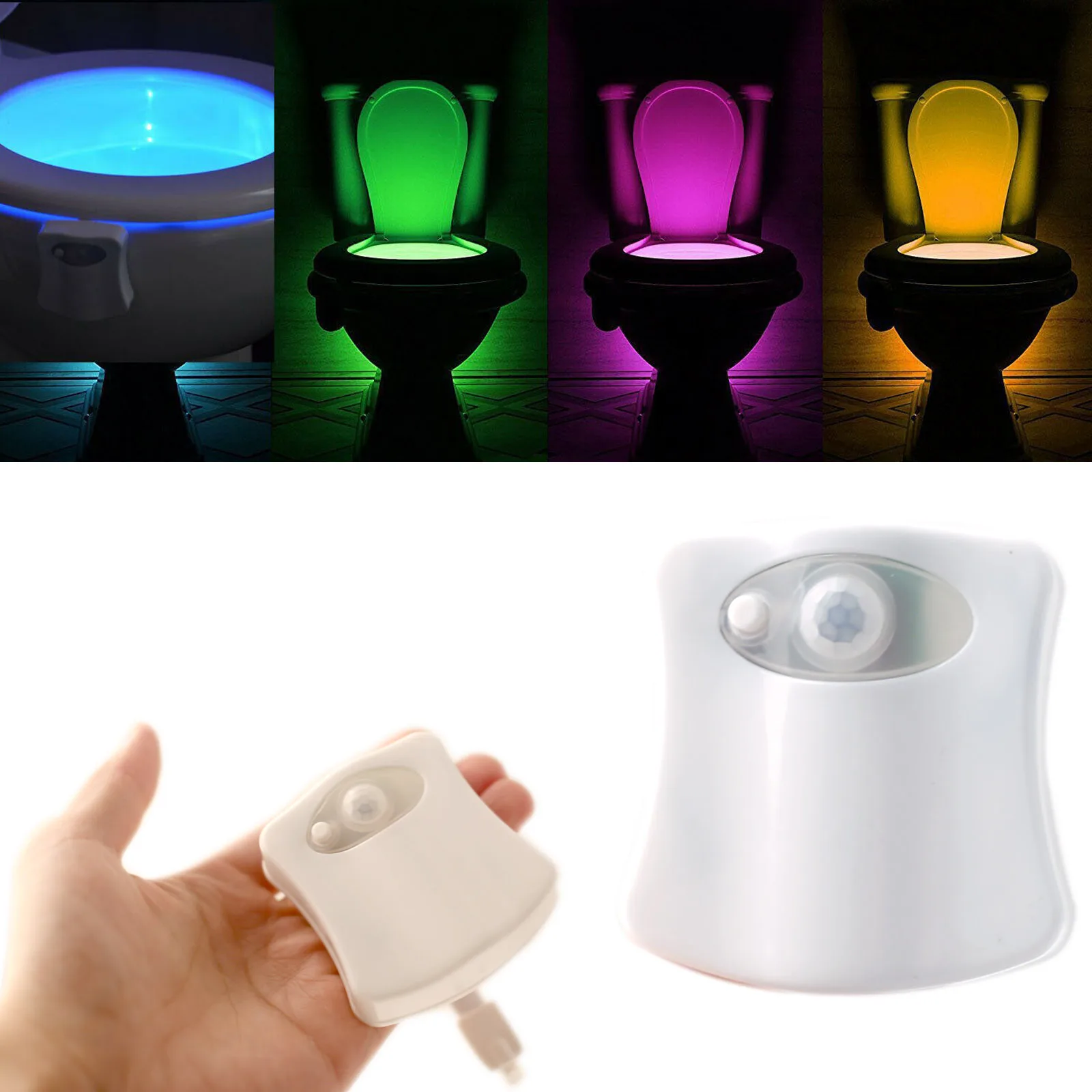 1pc Smart PIR Motion Sensor Toilet Projection Night Light, IP65 Waterproof  Backlight For Bowl Toilet Light, Dazzling Colors RGB LED Luminaria Lamp, WC