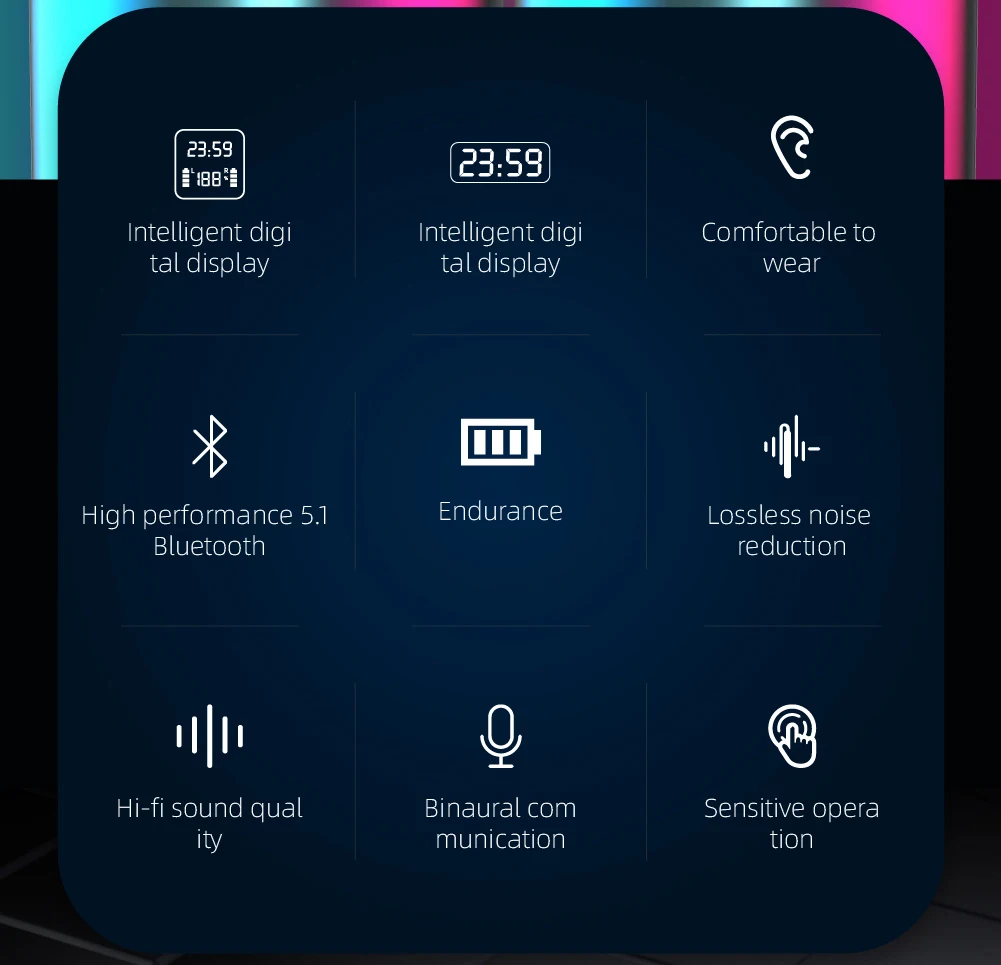 LCD Display Noise Cancelling Sports BT 5.1 Portable Earphone Wireless Earbuds S6 Plus - ANKUX.COM
