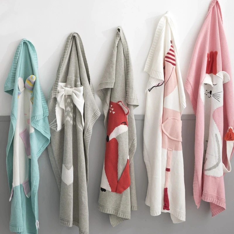 Wholesale 100% cotton baby children knitted cotton blanket