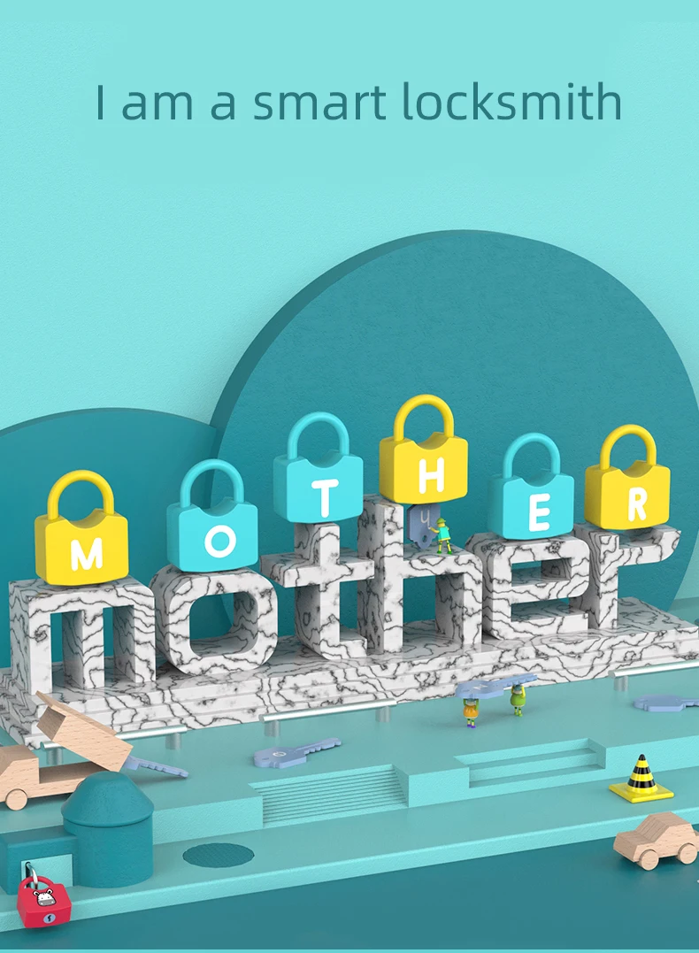 Children Montessori Alphabet Number Learning Locks toys alphanumeric unlock teaching aids educational toys for kids