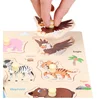 2019 New design cartoon wooden animal puzzles with knob