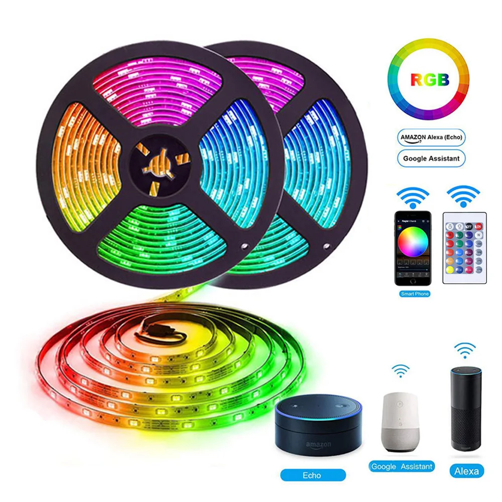 Amazon Alexa Google Home Tuya Wifi IP65 Flexible Waterproof LED Strip Light Bluetooth Strip LED Light RGB