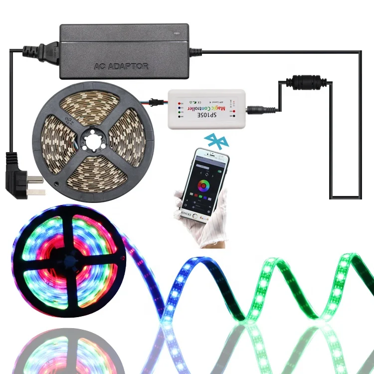 Factory direct sale ws2812 non waterproof addressable APP bluetooth control led strip